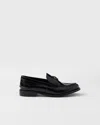 Prada Women Brushed Leather Loafers In Black