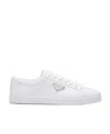 Prada Brushed Leather Low-top Sneakers In White