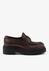 Prada Triangle-logo Platform Loafers In Brown