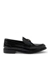 Prada Logo-plaque Leather Loafers In Black