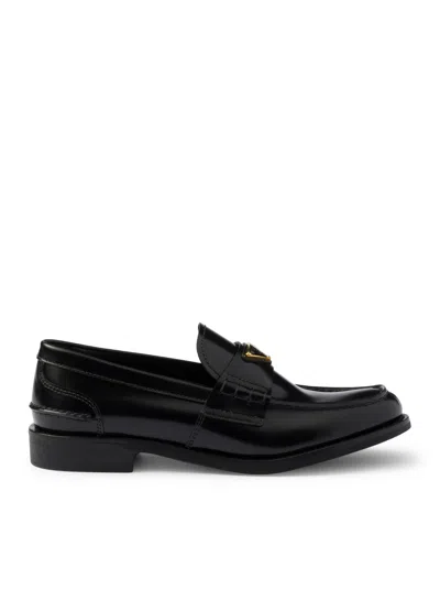 PRADA BRUSHED LEATHER MOCCASINS