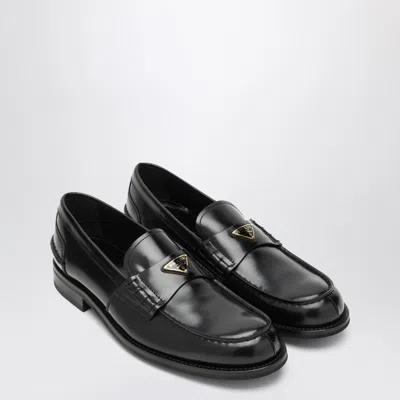 Prada Brushed Calf Leather Lace-up Shoes In Black