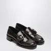 Prada Brushed Leather Moccasins In Burnt Color