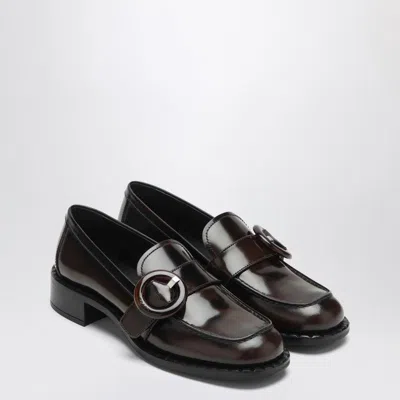 Prada Brushed Leather Moccasins In Burnt Color