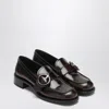 Prada Brushed Leather Moccasins In Burnt Color In Brown