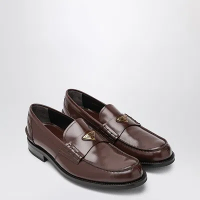 Prada Brushed Leather Moccasins In Root Color Men In Brown
