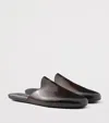 Prada Brushed Leather Slippers In Brown