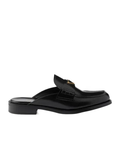 PRADA BRUSHED LEATHER MULES