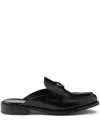Prada Leather Logo Loafer Mules In Black