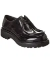 Prada Brushed Leather Oxford In Black