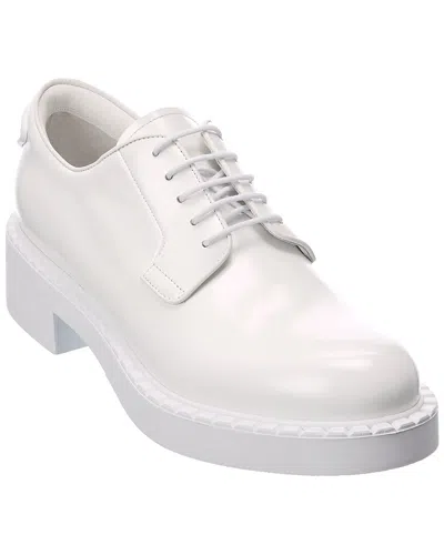 Prada Brushed Leather Oxford In White