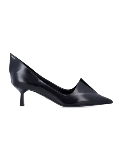 Prada Brushed Leather Pumps In Black