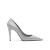 Prada Pointed-toe Leather Pumps In Gray