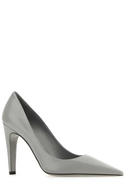 Prada Brushed Leather Pumps In Grey