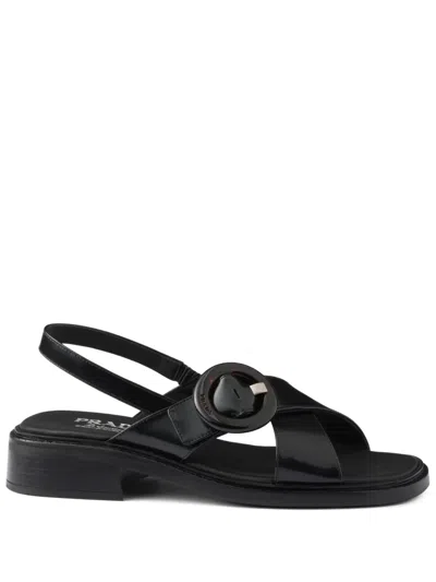 PRADA BRUSHED LEATHER SANDALS