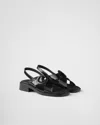 Prada Brused Leather Sandals In Black