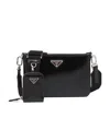 Prada Leather Crossbody Bag With Adjustable Shoulder Strap In Black