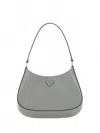 Prada Brushed Leather Shoulder Bag In Grey