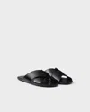 Prada Crisscross Slide Sandal In Black
