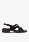 Prada Heel Buckle Glossy Open Toe Sandals In Gray