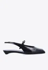 Prada Mary Jane Patent Pointy-toe Slingback Ballerina Flat In Black