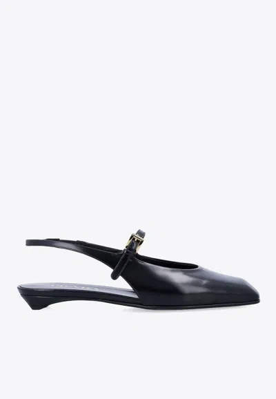 PRADA BRUSHED LEATHER SLINGBACK FLATS