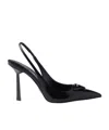 Prada Womens Black Brushed Leather Slingback Pumps In Black