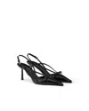 Prada Brushed Leather Slingback Pumps In Black