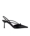 Prada Brushed Leather Slingback Pumps In Black
