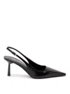 Prada Brushed Leather Slingback Pumps In Black