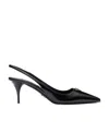 Prada Brushed Leather Slingback Pumps In Black
