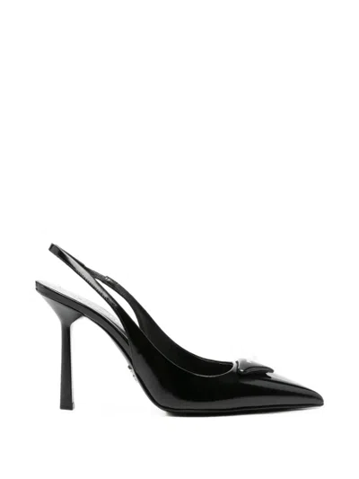 Pre-owned Prada Brushed Leather Slingback Pumps In Black