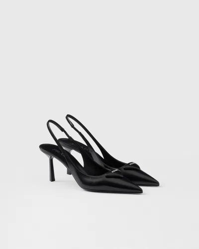 PRADA BRUSHED LEATHER SLINGBACK PUMPS