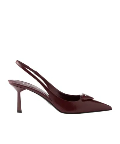 PRADA BRUSHED LEATHER SLINGBACK PUMPS