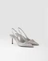 Prada Brushed Leather Slingback Pumps In Granitgrau
