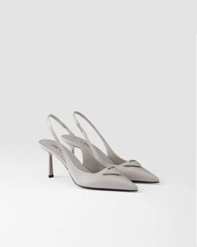 Prada Brushed Leather Slingback Pumps In Granitgrau