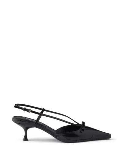 Prada Brushed Leather Slingback Pumps In Multi
