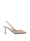 Prada 75 Brushed Leather Slingback Pumps In Pink