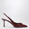 Prada Slingback Pumps In Leather With Brushed Finish In Burgundy