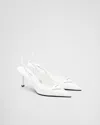 Prada Brushed Leather Slingback Pumps 75 In White