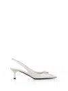 PRADA PRADA BRUSHED LEATHER SLINGBACK PUMPS WITH LOGO