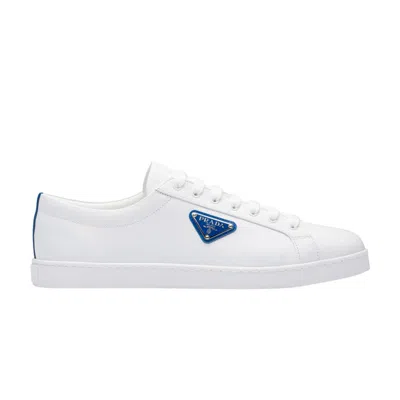 Pre-owned Prada Brushed Leather Sneaker 'white Cobalt Blue'