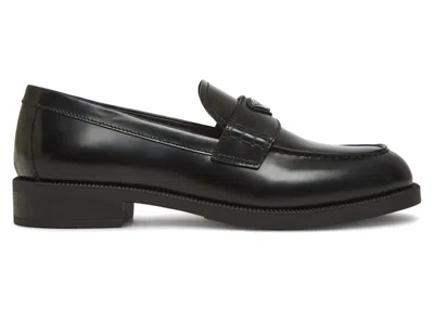 Pre-owned Prada Brushed Leather Triangle Logo Loafers (women's) Sneakers In Black