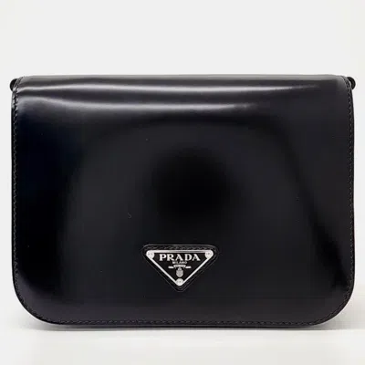 Pre-owned Prada Brushed Shoulder Bag In Black