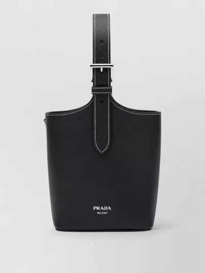Prada Bucket Bag Adjustable Strap Contrast Stitching