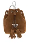 Prada Bucket Bag Keyring In Brown