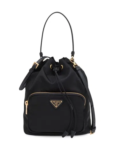 Prada Contemporary Re-nylon Bucket Bag Design In Black