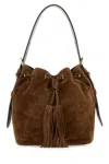 Prada Caramel Suede Bucket Bag In Brown