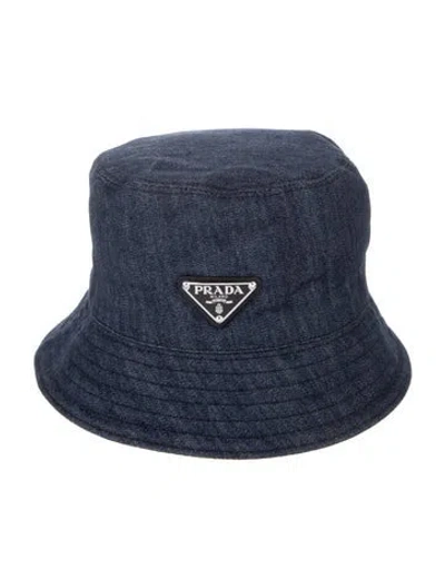 Pre-owned Prada Bucket Denim  Hat In Blue