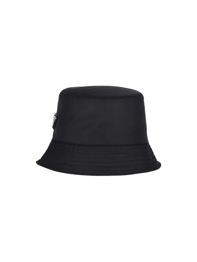 Prada Bucket Hat Logo In Black